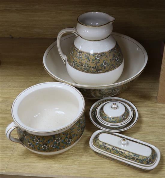 A Doulton Aesthetic period pottery washstand set